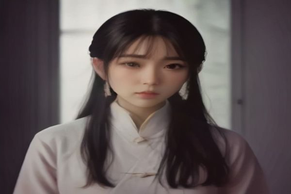 呦呦萝莉内容创作者在家中工作室创作，双屏显示器上同时呈现编辑界面与参考资料，暖黄灯光营造专注氛围